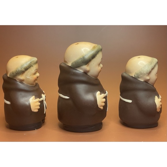 Vintage Goebel West Germany Friar Monk Brown Salt and Pepper Shakers - Picture 2 of 8